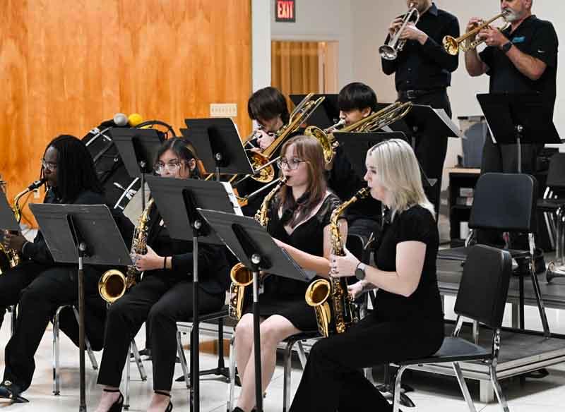 Bass band performing a concert