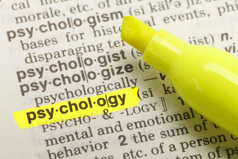 The word psychology highlighted in the dictionary